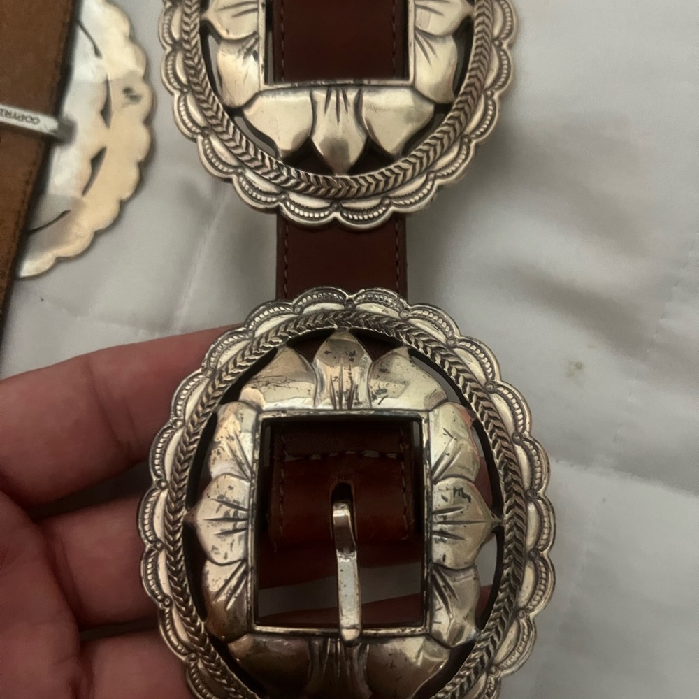Brighton Silver and Brown Leather Belt